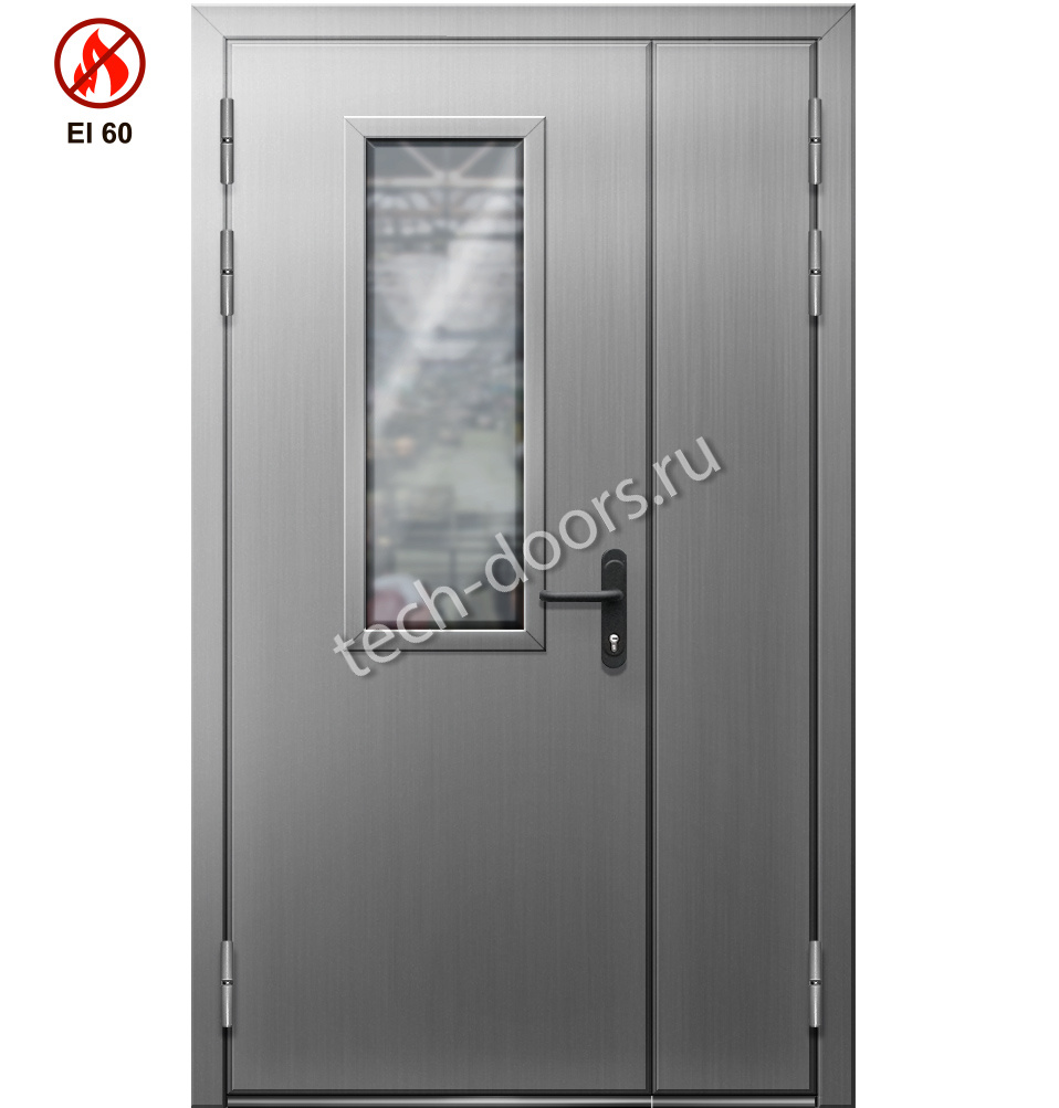 Дверь полуторная EI-60 противопожарная стальная 1150x2050